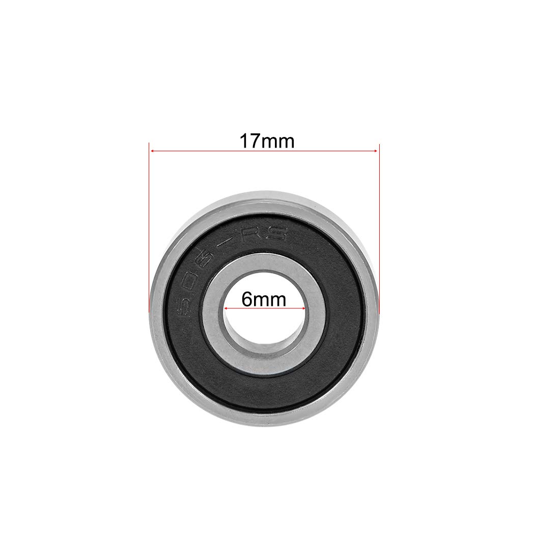 606-2RS Deep Groove Ball Bearing 6mm x 17mm x 6mm High Carbon Steel Z1 Bearings 606zz